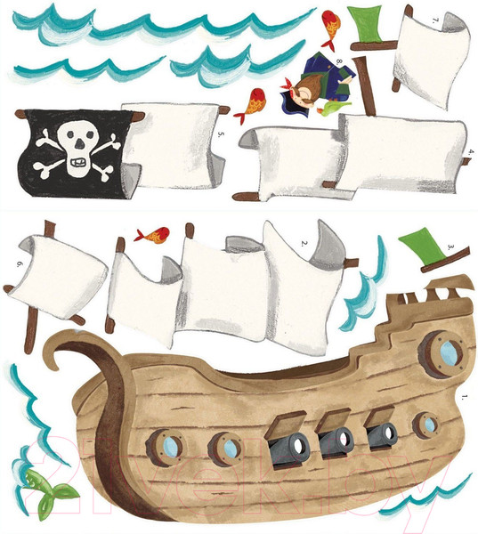 Изображение товара Декор настенный RoomMates Пиратский корабль RMK2042SLM