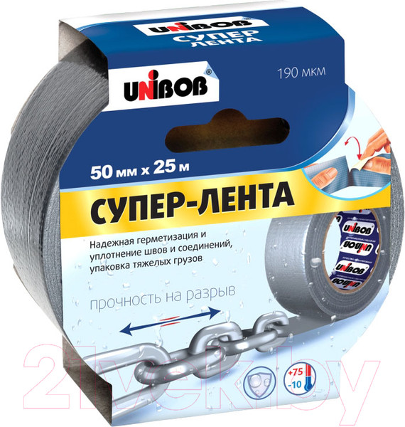 Изображение товара Скотч армированный Unibob 50мм/25м / 44265 (серый)