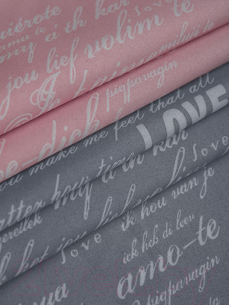 Изображение товара Комплект постельного белья Amore Mio Мако-сатин Heart Микрофибра 2.0 / 93067 (серый/розовый)