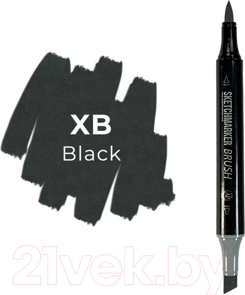 Изображение товара Маркер перманентный Sketchmarker Brush Двусторонний XB / SMB-XB (черный)
