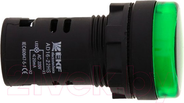 Изображение товара Лампа сигнальная EKF AD16-22HS / LEDM-AD16-G-24 (зеленый)
