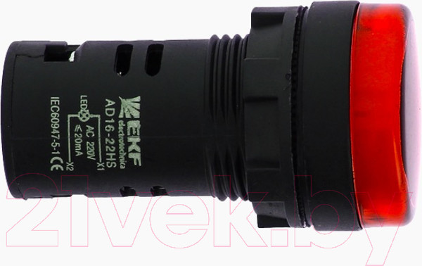 Изображение товара Лампа сигнальная EKF AD16-22HS / LEDM-AD16-R (красный)