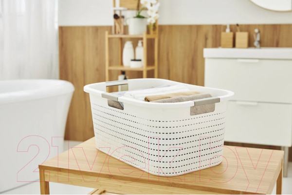 Изображение товара Корзина для белья Rotho Country / 1040401100 (40л, белый)