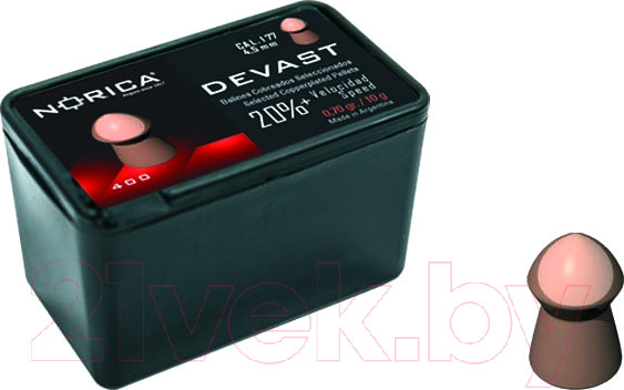 Изображение товара Пульки для пневматики Norica Devast 4.5мм (400шт, Plastic Box)