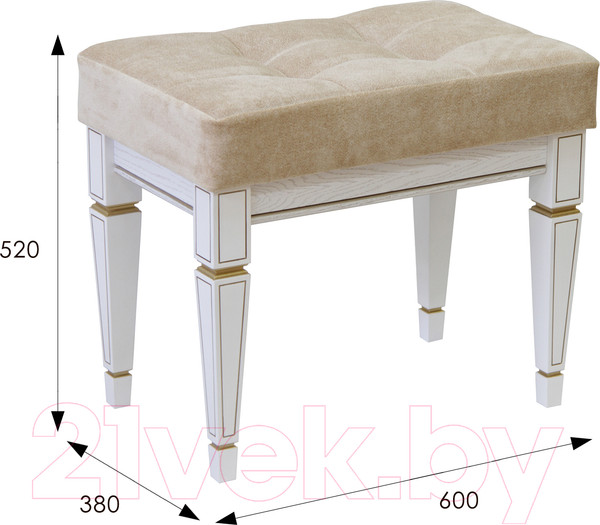 Изображение товара Банкетка Мебелик Васко В 97Н (белый ясень/золото)
