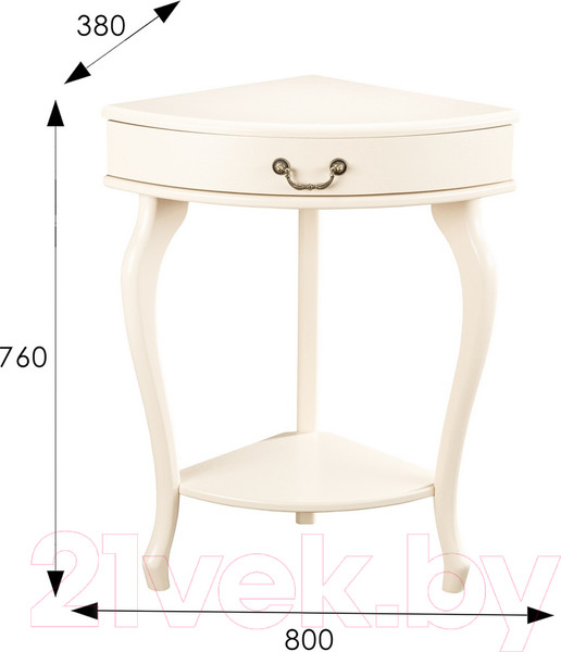 Изображение товара Консольный столик Мебелик Элегант угловой (дуб шампань)