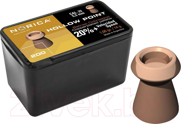 Изображение товара Пульки для пневматики Norica Hollow Point 5.5мм (200шт, Plastic Box)