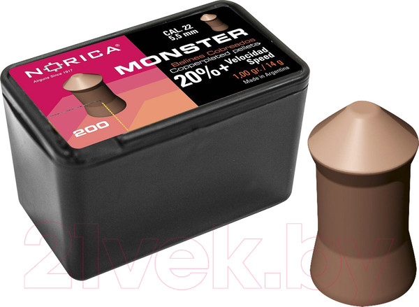 Изображение товара Пульки для пневматики Norica Monster 5.5мм (150шт, Plastic Box)