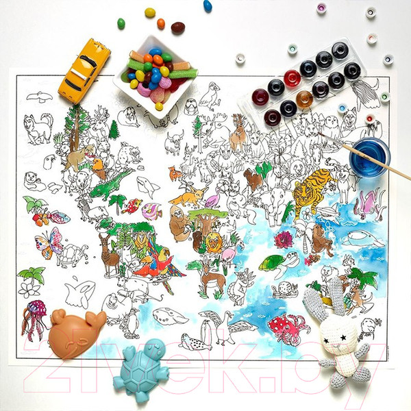 Изображение товара Плакат-раскраска SentoSphere Планисфера Большая / 6800