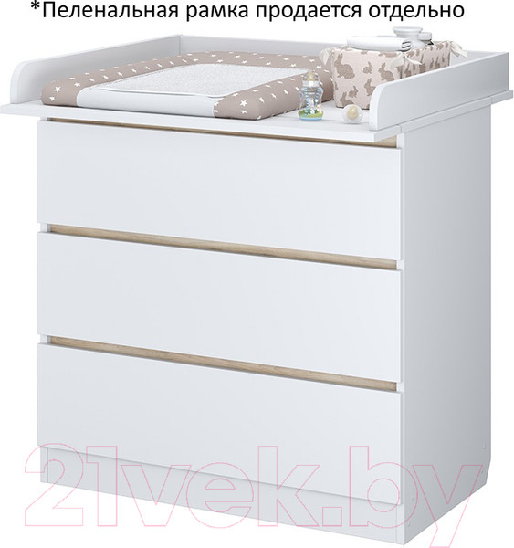 Изображение товара Комод пеленальный Polini Kids Simple 1980 / 0002323.52 (белый/вяз)
