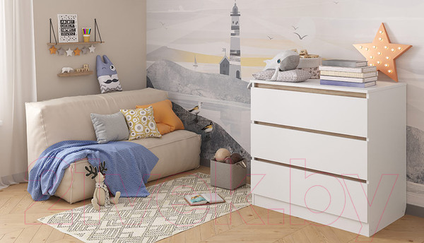 Изображение товара Комод пеленальный Polini Kids Simple 1980 / 0002323.52 (белый/вяз)