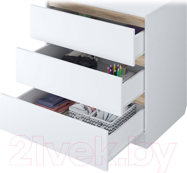 Изображение товара Комод пеленальный Polini Kids Simple 1980 / 0002323.52 (белый/вяз)