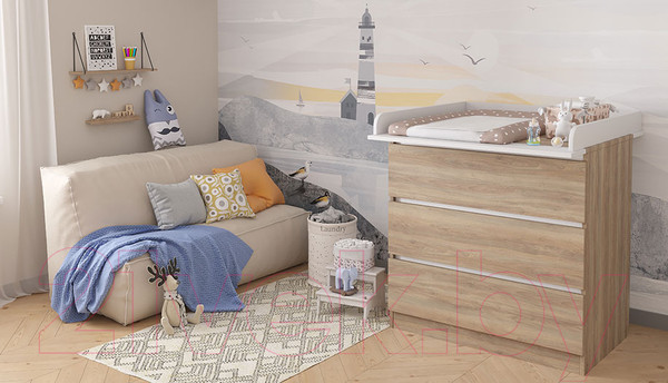 Изображение товара Комод пеленальный Polini Kids Simple 1980 / 0002323.41 (вяз/белый)
