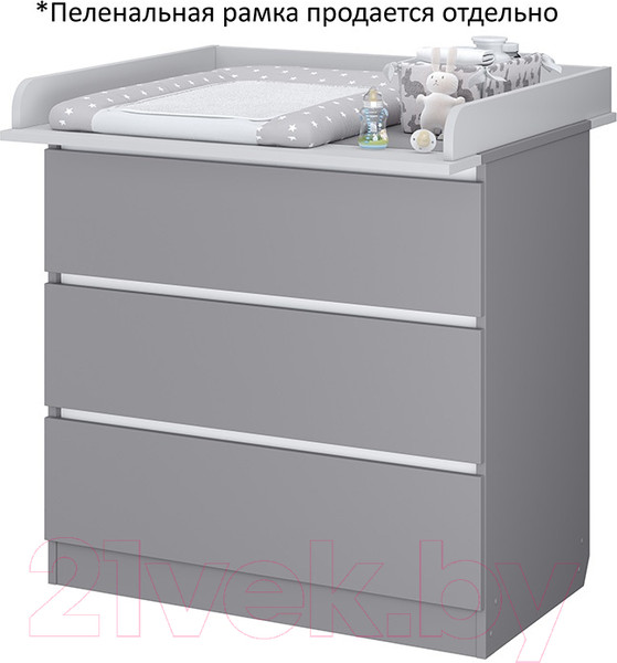 Изображение товара Комод пеленальный Polini Kids Simple 1980 / 0002323.51 (серый/белый)