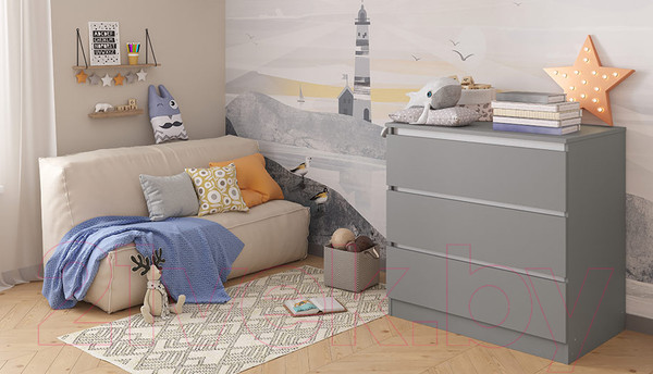 Изображение товара Комод пеленальный Polini Kids Simple 1980 / 0002323.51 (серый/белый)