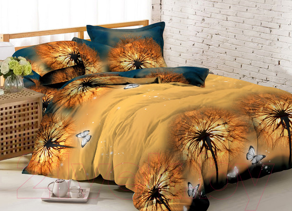 Изображение товара Комплект постельного белья Amore Mio Мако-сатин Warm Микрофибра 2.0 / 93236 (оранжевый/син/коричн)