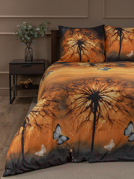 Изображение товара Комплект постельного белья Amore Mio Мако-сатин Warm Микрофибра 2.0 / 93236 (оранжевый/син/коричн)