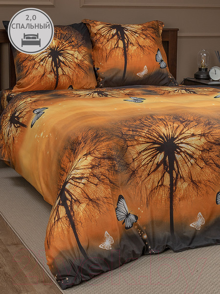 Изображение товара Комплект постельного белья Amore Mio Мако-сатин Warm Микрофибра 2.0 / 93236 (оранжевый/син/коричн)