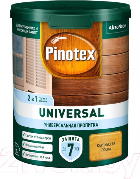 Изображение товара Пропитка для дерева Pinotex Universal 2в1 (900мл, карельская сосна)