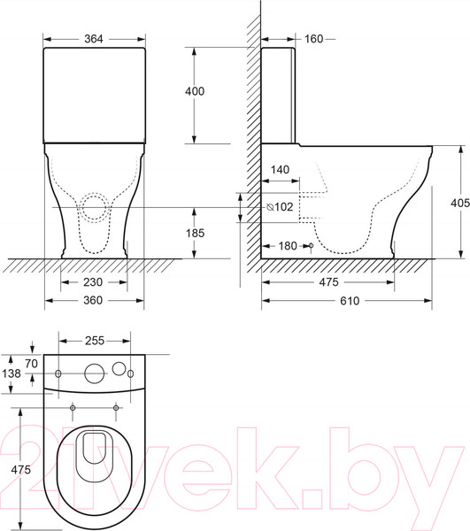 Изображение товара Чаша унитаза напольного Cezares CZR-165-CPR
