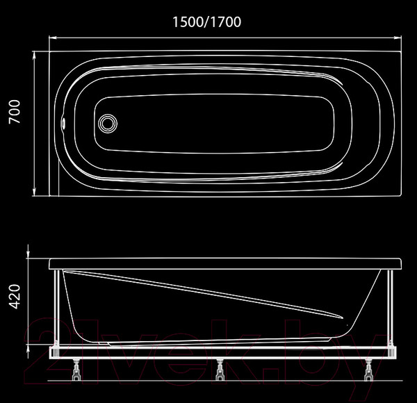 Изображение товара Ванна акриловая 1AcReal Riga 150x70