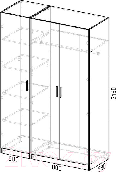 Изображение товара Шкаф Интермебель Марсель-1 / МР 01-01 (шиншилла серая)