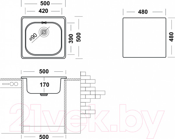 Изображение товара Мойка кухонная Ukinox Спектр SPM500.500-GT6K-C