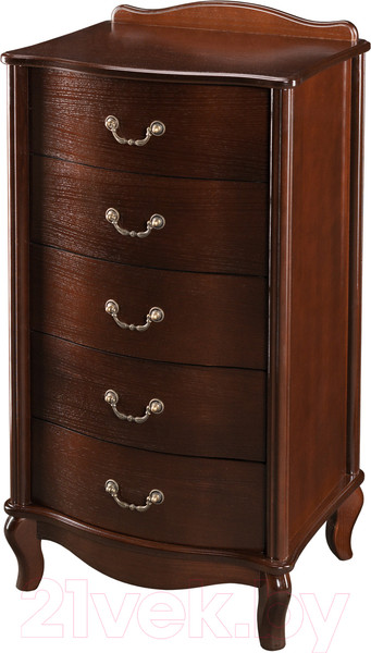 Изображение товара Комод Мебелик Джульетта узкий 5 ящиков (орех)