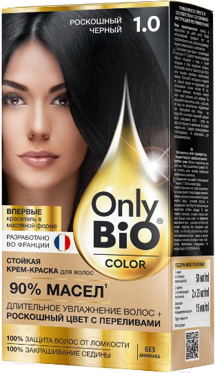 Изображение товара Крем-краска для волос Only Bio Color Стойкая тон 1.0 (115мл, роскошный черный)