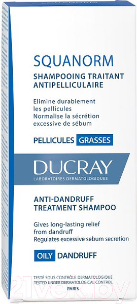 Изображение товара Шампунь для волос Ducray Скванорм против жирной перхоти с длительным эффектом (200мл)