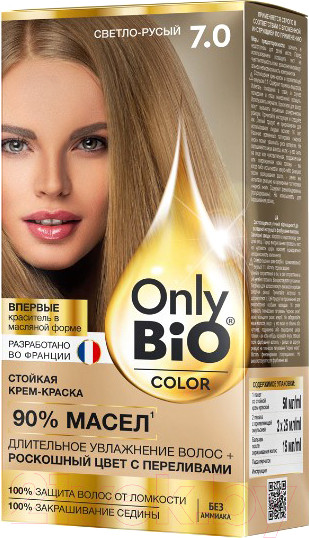 Изображение товара Крем-краска для волос Only Bio Color Стойкая тон 7.0 (115мл, светло-русый)