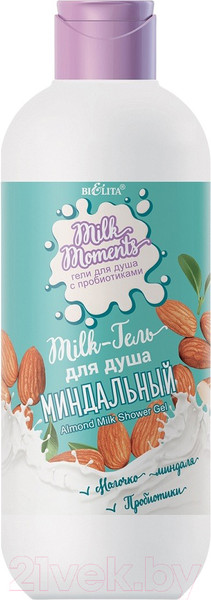 Изображение товара Гель для душа Belita Milk Moments Миндальный (400мл)