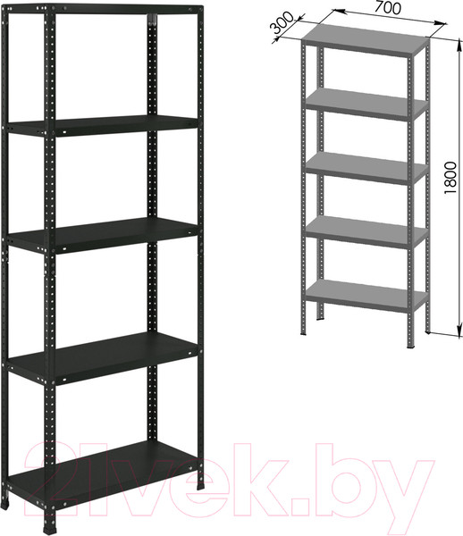 Изображение товара Стеллаж металлический Brabix Ms Kd-180/30/70-5 / 291267
