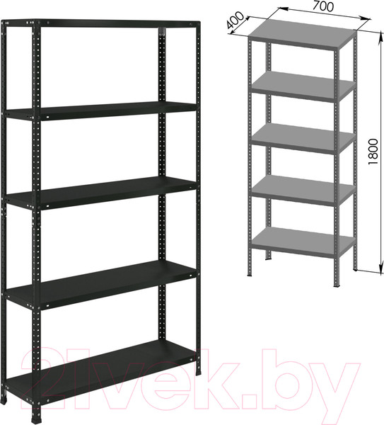 Изображение товара Стеллаж металлический Brabix Ms Kd-180/40/70-5 / 291268