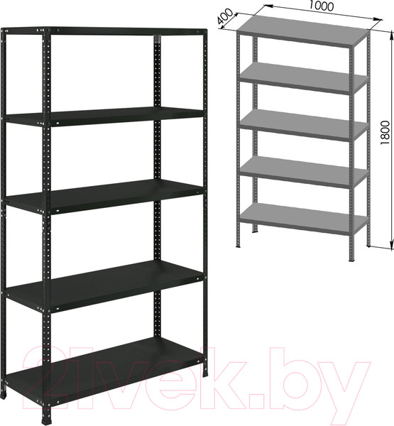 Изображение товара Стеллаж металлический Brabix Ms Kd-185/40-5 / 291269