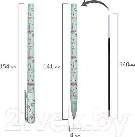 Изображение товара Ручка шариковая Brauberg Soft Touch Stick Flamingo / 143705 (синий)
