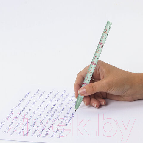 Изображение товара Ручка шариковая Brauberg Soft Touch Stick Flamingo / 143705 (синий)