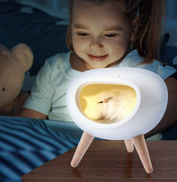 Изображение товара Ночник ЭРА NLED-467-1W-W котик / Б0052814 (белый)