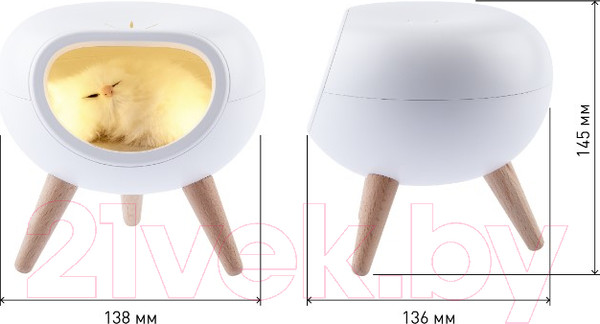 Изображение товара Ночник ЭРА NLED-467-1W-W котик / Б0052814 (белый)