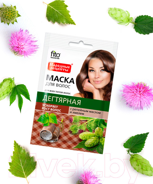 Изображение товара Маска для волос Fito Косметик Дегтярная с репейным маслом и хмелем (30мл)