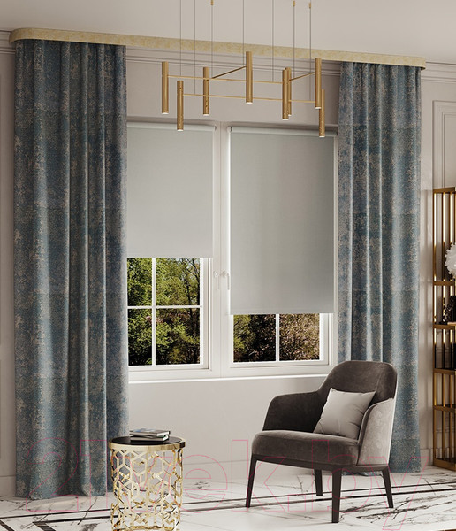 Изображение товара Карниз для штор LEGRAND Венециано с поворотами 7см 1.6 2-х рядный / 58101293 (жемчуг)