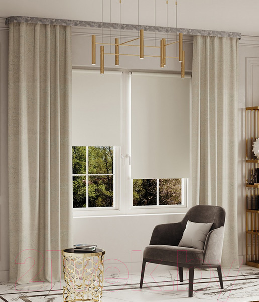 Изображение товара Карниз для штор LEGRAND Венециано с поворотами 7см 2.4 2-х рядный / 58101300 (серый шелк)