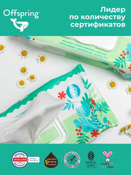 Изображение товара Влажные салфетки Offspring Биоразлагаемые / OF03W20 (20шт)