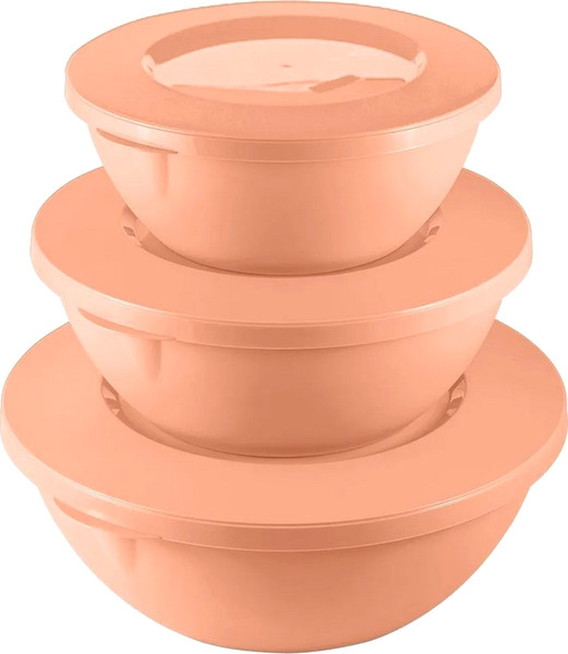 Изображение товара Набор мисок Plast Team Helsinki с крышками PT127910040 (3шт, персиковая карамель)