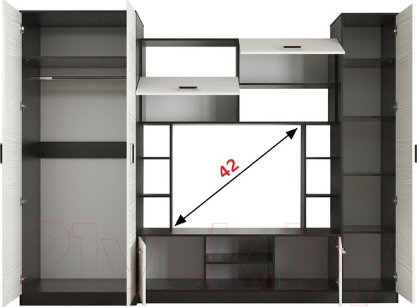 Изображение товара Стенка Евва Престиж-2 АЭП ПС-003-11 (без рисунка венге/бодега)