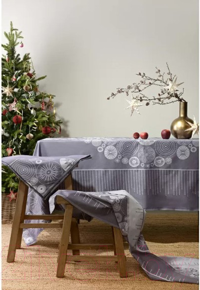 Изображение товара Скатерть Tkano New Year Essential TK21-TC0025 (фиолетово-серый/ледяные узоры)