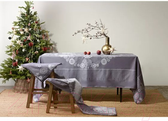 Изображение товара Скатерть Tkano New Year Essential TK21-TC0025 (фиолетово-серый/ледяные узоры)