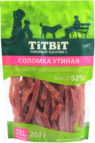 Изображение товара Лакомство для собак TiTBiT Соломка утиная / 24287 (XXL выгодная упаковка, 250г)
