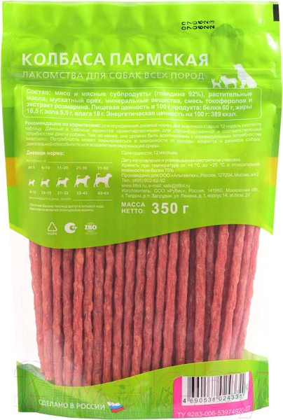 Изображение товара Лакомство для собак TiTBiT Колбаса Пармская / 24331 (XXL выгодная упаковка, 350г)