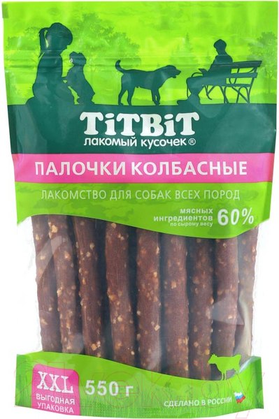 Изображение товара Лакомство для собак TiTBiT Палочки колбасные / 24348 (XXL выгодная упаковка, 550г)
